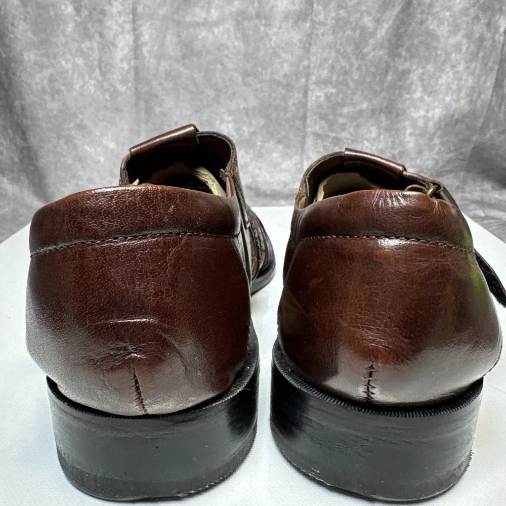 Stacy Adams Men's Brown‎ Leather Fisherman Sandals Made in India Size 9M  VGUC